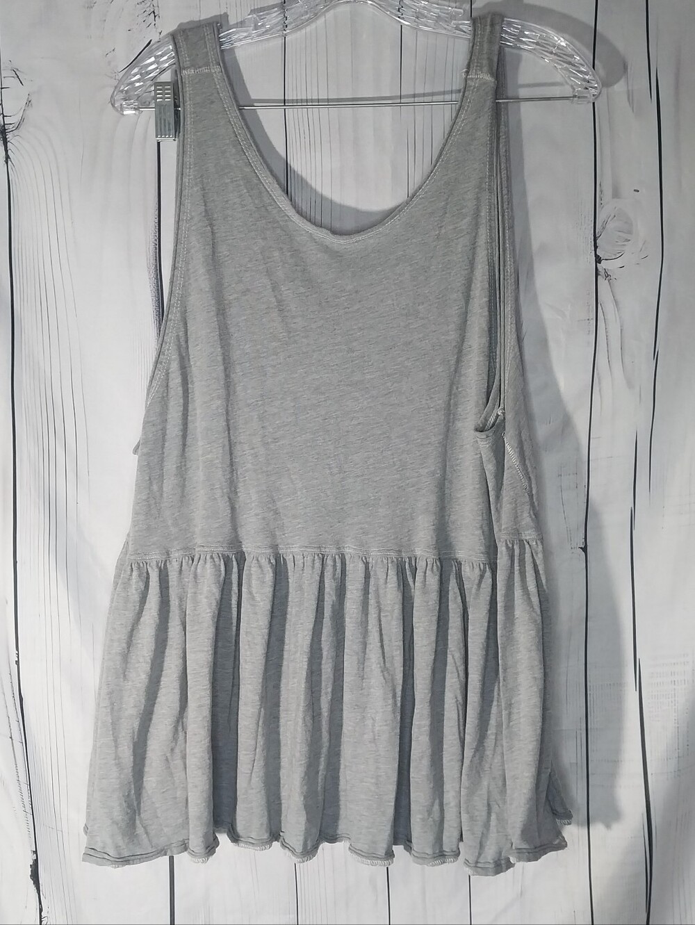 Free People Catina Heather Gray Sleeveless Peplum Babydoll Boho Casual Tank Top